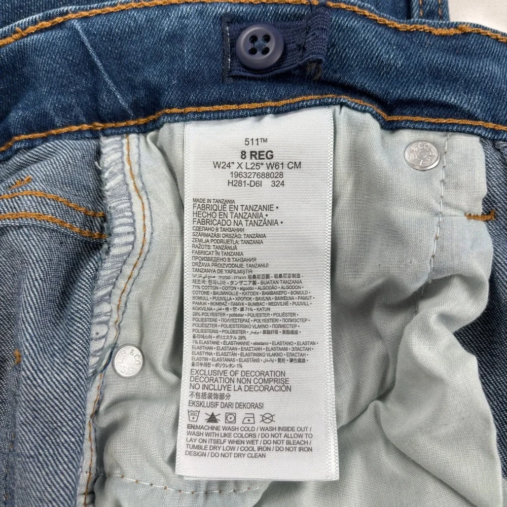 Levi's 511 Slim Boys Jeans‎ Size 8 Performance Stretch Blue Denim